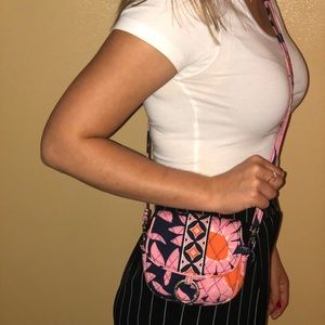 Vera Bradley Blue @ Pink, Cross Body Wallet